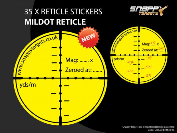 Mil-Dot Dope Stickers x 35