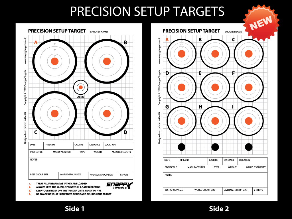 Precision Setup Targets (Rimfire, Centrefire and Air Rifle) – Snappy Targets