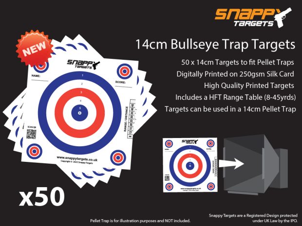 14cm Bullseye Targets (HFT) - Thick 250gsm Card (50 Pack)