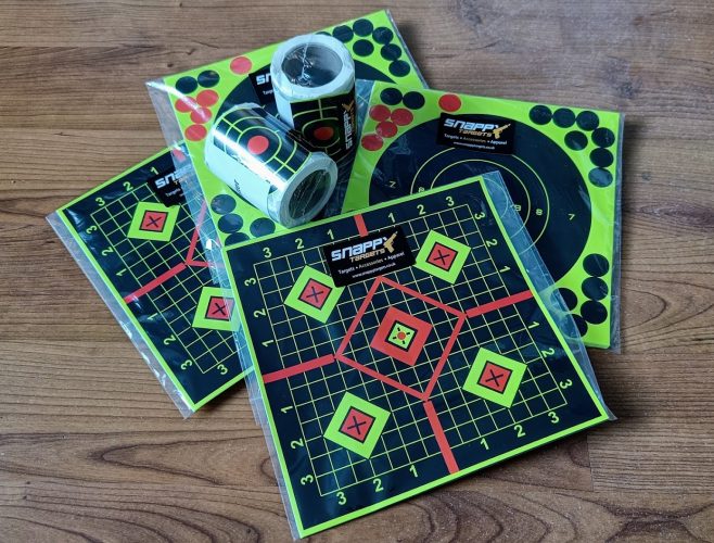 5 x 6″ Self Adhesive Splatter / Reactive Targets (Square) – Snappy Targets